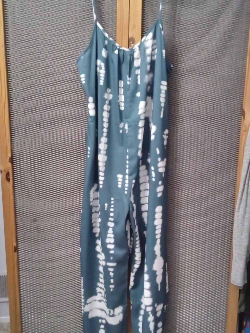 Women's Teal Tie-Dye Jumpsuit with Spaghetti Straps